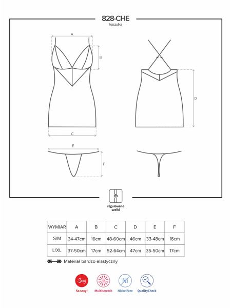 Komplet czarna koszulka sex stringi 828-CHE-1 S/M - 7