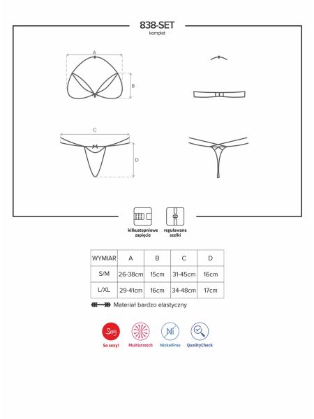 Czerwony komplet biustonosz stringi 838-SEG-3 S/M - 8