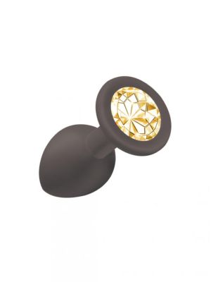 Ozdobny korek analny sex plug z kryształkiem 7 cm czarny - image 2