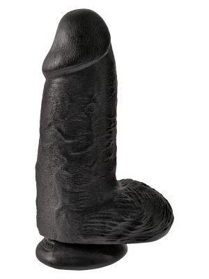 Penis grube czarne żylaste dildo z mocną przyssawką 23 cm