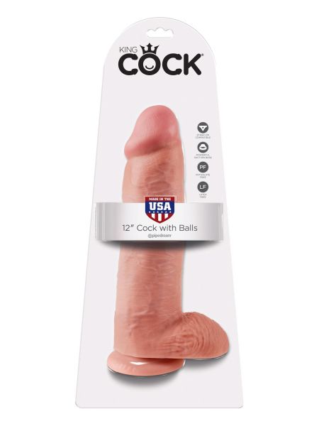 Cielisty realistyczny gruby penis z przyssawka dildo 30,5 cm - 2