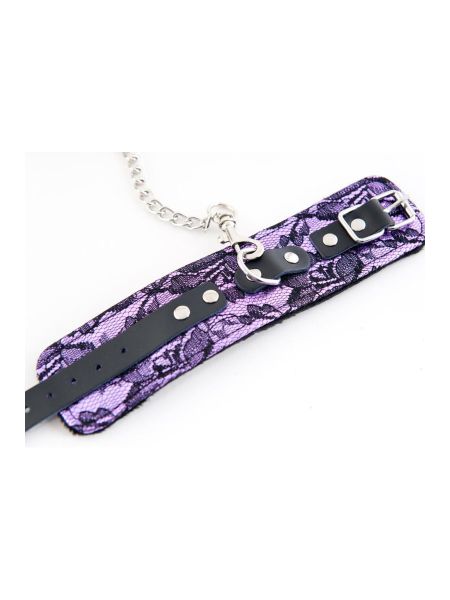 Kajdanki-MARCUS 711003 Hand cuffs with metal chain tracery syntetic purple bdsm Valentine day - 3
