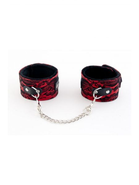 Kajdanki-MARCUS 712002 Ankle cuffs with metal chain tracery syntetic red bdsm Valentine day - 3
