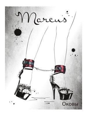Kajdanki-MARCUS 712002 Ankle cuffs with metal chain tracery syntetic red bdsm Valentine day - image 2