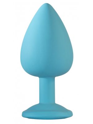 Korek analny silikonowy kolorowy z kamyczkiem 10cm niebieski - image 2
