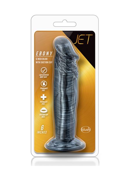 JET EBONY 6INCH DILDO EBONY METALLIC - 4