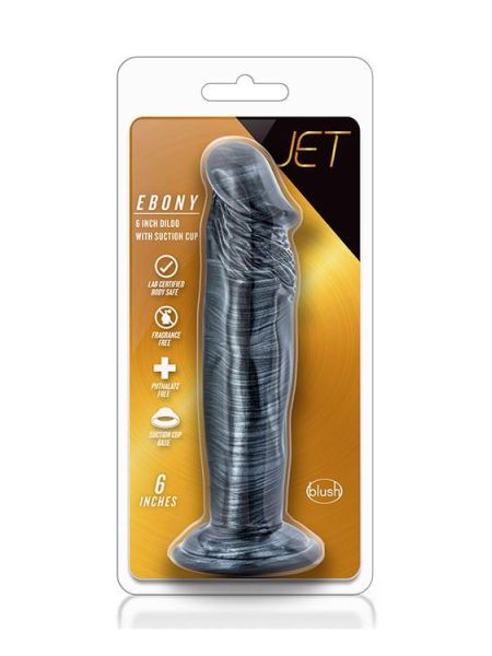 JET EBONY 6INCH DILDO EBONY METALLIC