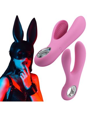 Wibrator z masażerem łechtaczki królik wypustki 17cm USB 7 trybów różowy - image 2