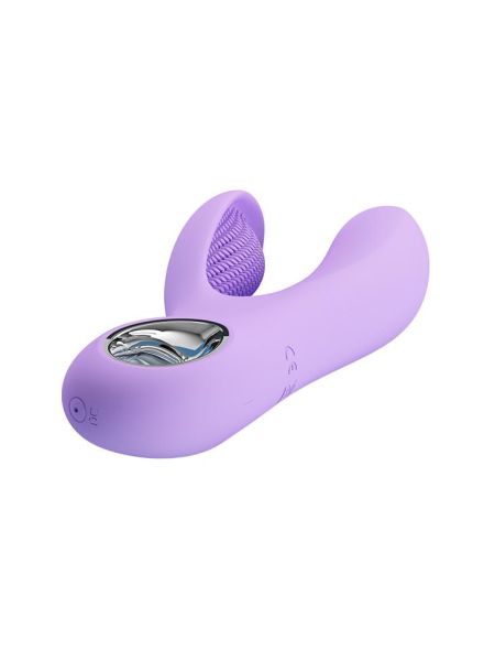 Wibrator z masażerem łechtaczki królik wypustki 17cm USB 7 trybów fioletowy - 4