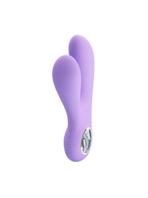 Wibrator z masażerem łechtaczki królik wypustki 17cm USB 7 trybów fioletowy - image 2