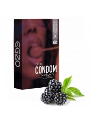Prezerwatywy smakowe EGZO Oral BLACKBERRY 3szt jeżyna - image 2