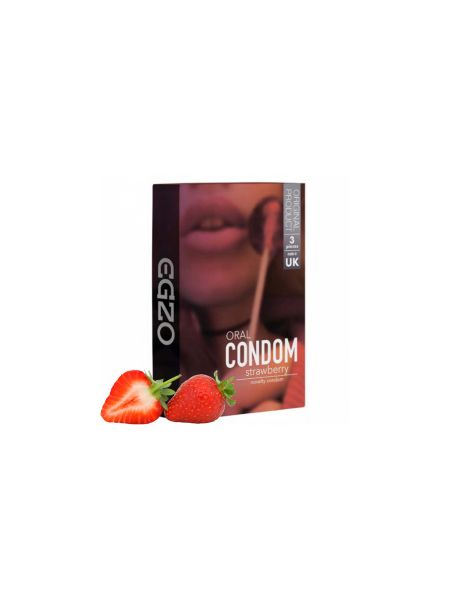 Prezerwatywy smakowe EGZO Oral TRUSKAWKA 3szt - 2