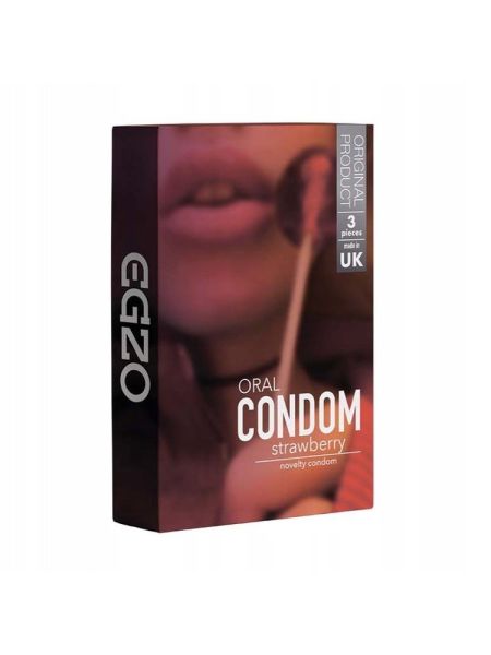 Prezerwatywy smakowe EGZO Oral TRUSKAWKA 3szt