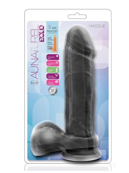 Dildo silikonowe gładkie czarne z przyssawką 23 cm - 7