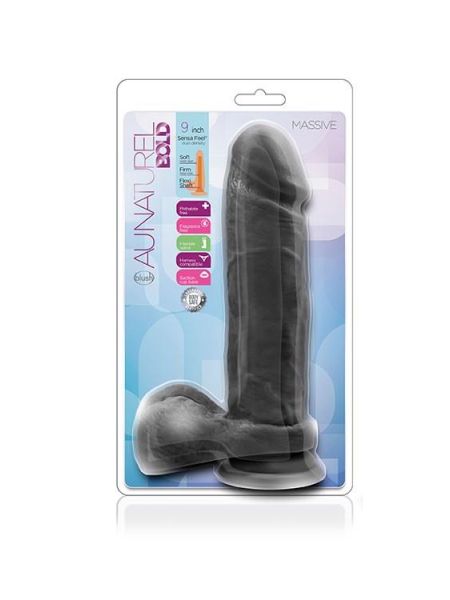 Dildo silikonowe gładkie czarne z przyssawką 23 cm