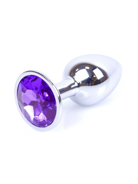 Metalowy korek analny stalowy plug kryształ 7cm fioletowy - 7