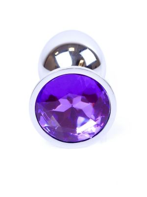 Metalowy korek analny stalowy plug kryształ 7cm fioletowy - image 2