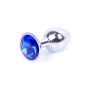 Metalowy korek analny stalowy plug kryształ 7cm niebieski - 8