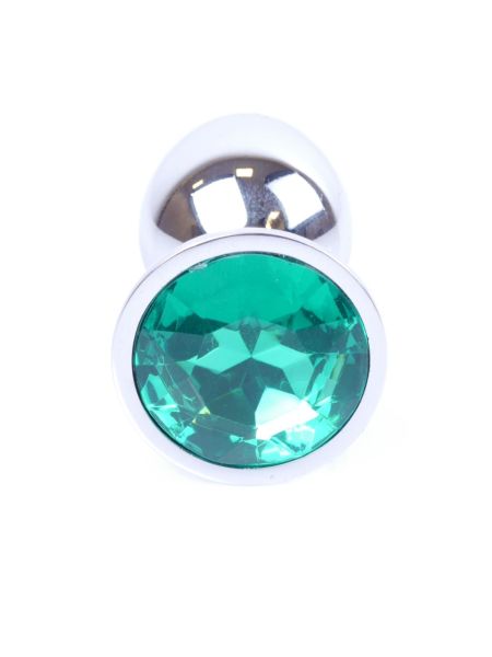 Metalowy korek analny stalowy plug kryształ 7cm zielony - 2