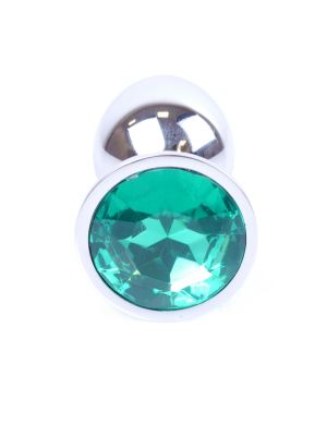 Metalowy korek analny stalowy plug kryształ 7cm zielony - image 2