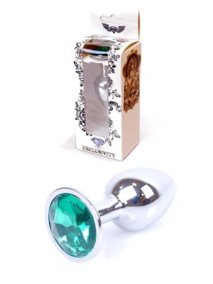 Metalowy korek analny stalowy plug kryształ 7cm zielony