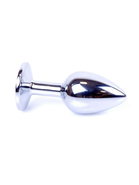 Metalowy korek analny stalowy plug kryształ 7cm biały - 4