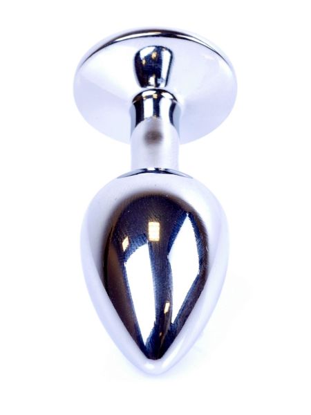 Metalowy korek analny stalowy plug kryształ 7cm biały - 5