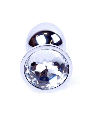Metalowy korek analny stalowy plug kryształ 7cm biały - image 2