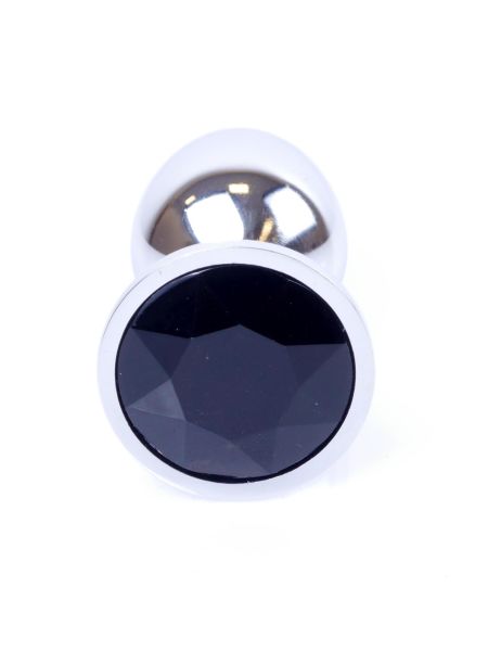 Metalowy korek analny stalowy plug kryształ 7cm czarny - 2