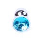 Metalowy korek analny stalowy plug kryształ 7cm niebieski - 3