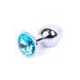 Metalowy korek analny stalowy plug kryształ 7cm niebieski - 8