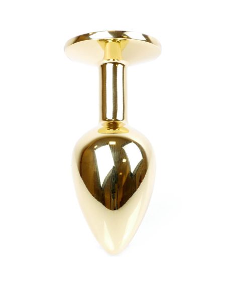 Stalowy korek analny plug złoty sex kryształ 7cm różowy - 6