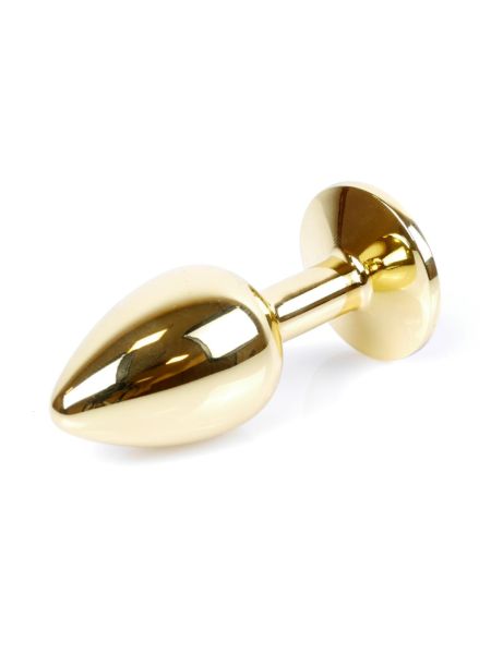 Stalowy korek analny plug złoty sex kryształ 7cm czarny - 3