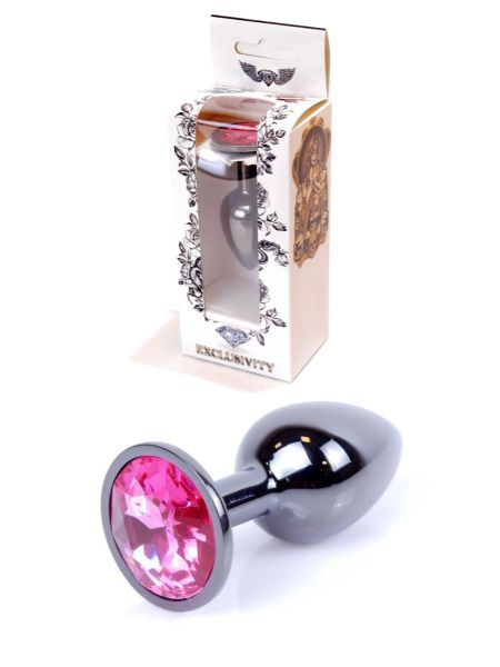 Plug korek analny stalowy z kryształem 2,7cm różowy