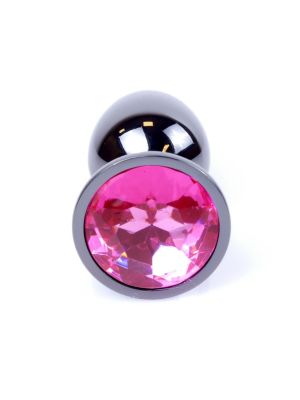 Plug korek analny stalowy z kryształem 2,7cm różowy - image 2