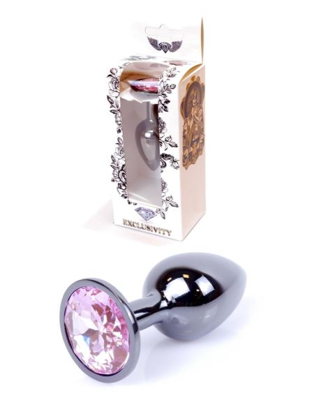 Plug korek analny stalowy z kryształem 2,7cm różowy