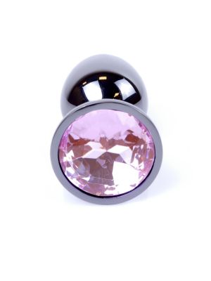 Plug korek analny stalowy z kryształem 2,7cm różowy - image 2