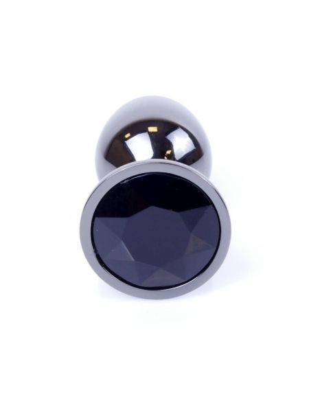 Plug korek analny stalowy z kryształem 2,7cm czarny - 2