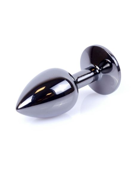 Plug korek analny stalowy z kryształem 2,7cm czarny - 3