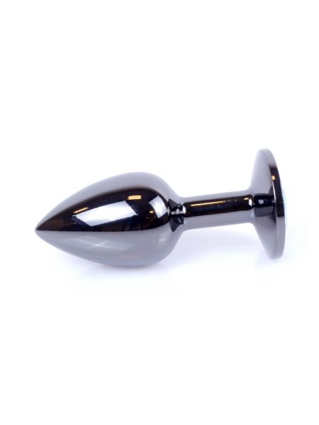 Plug korek analny stalowy z kryształem 2,7cm czarny - 5