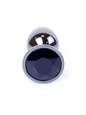 Plug korek analny stalowy z kryształem 2,7cm czarny - image 2