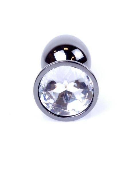 Plug korek analny stalowy z kryształem 2,7cm biały - 2