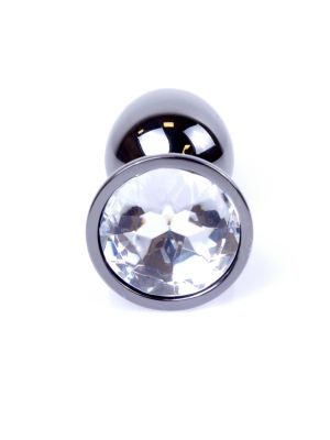 Plug korek analny stalowy z kryształem 2,7cm biały - image 2