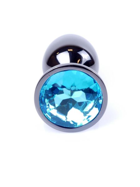 Plug korek analny stalowy z kryształem 2,7cm niebieski - 2