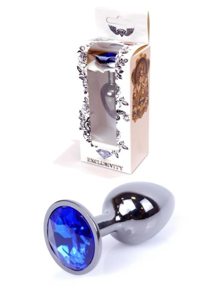 Plug korek analny stalowy z kryształem 2,7cm niebieski