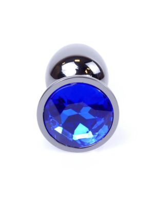 Plug korek analny stalowy z kryształem 2,7cm niebieski - image 2