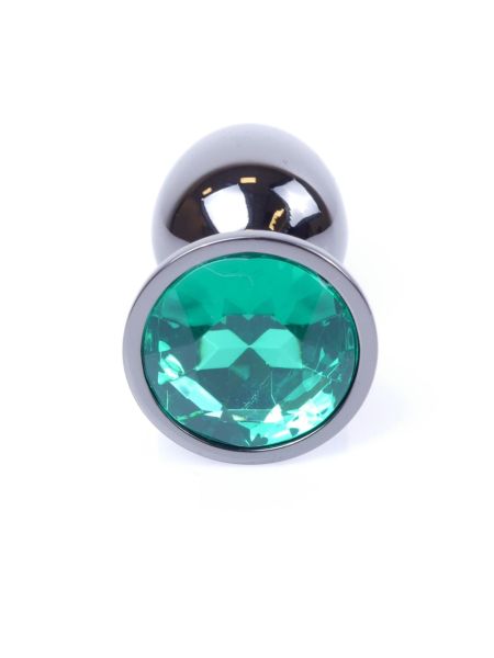 Plug korek analny stalowy z kryształem 2,7cm zielony - 2
