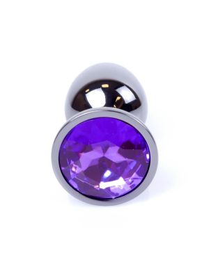 Plug korek analny stalowy z kryształem 2,7cm fioletowy - image 2