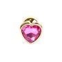 Stalowy złoty korek analny stal kryształ serce 7cm różowy - 3