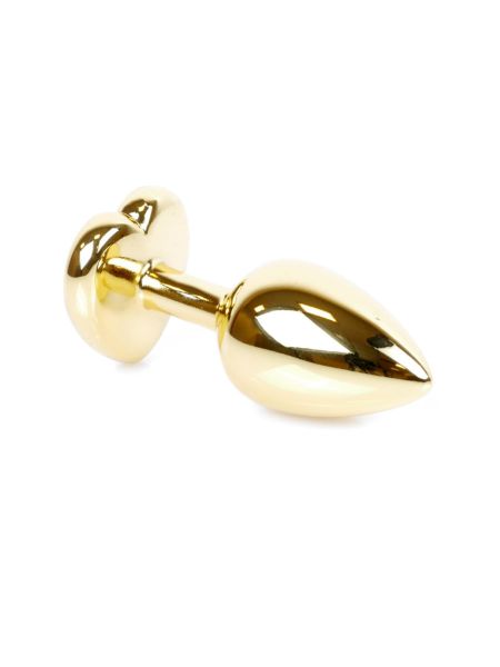 Stalowy złoty korek analny kryształ kształt serca 7cm - 3